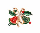 GOLDFINGER CHRISTMAS STONE JINGLE BELLS BROOCH thumbnail